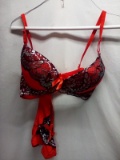 QTY 1 Black and red bra/ panty set, Size L