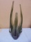 Beautiful Smoked Art Glass 3 Pronged Vase