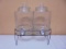 Double 1.5 Gallon Glass Drink Dispensers on Metal Stand