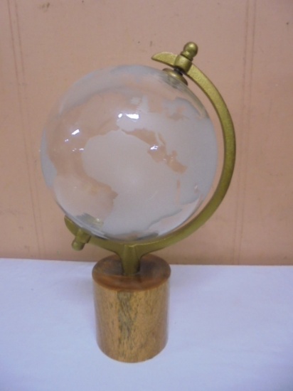 Decorative Glass Globe On Wood Stand