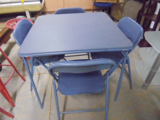 Padded Top Card Table & 4 Matching Padded Chairs