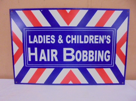 Ladies & Children's Hair Bobbing Metal Sign