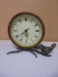Metal Art Table Clock w/ Bird
