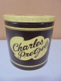 Charles Pretzels Metal Can