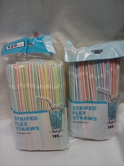 Striped Flex Straws. QY 2 125 count