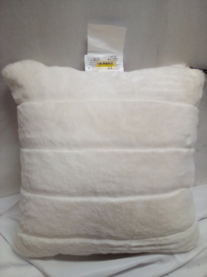 White Soft decorative pillow ith removable cover, 18”x18”