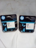 HP Tri-Color Printer Ink. 61 Qty 2.