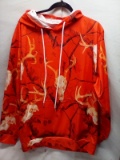 Orange Camo animal skull hoodie, size 2xl