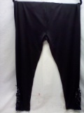 Black Stretch pants with lace, size XL