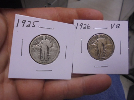 1925 & 1926 Silver Standing Liberty Quarters