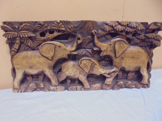 Carved Wood Elephant Wall Décor