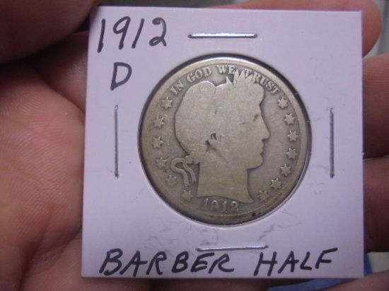 1912 D-Mint Silver Barber Half Dollar