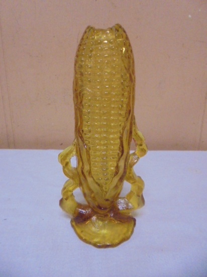 Vintage LG Wright Amber Glass Corn Vase