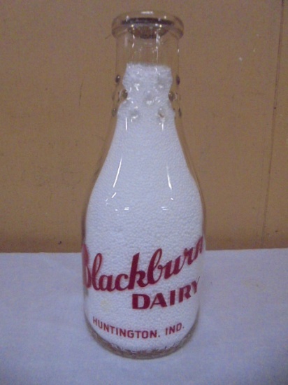Vintage Blackburn Dairy Huntington, Ind Glass Quart Milk Bottle
