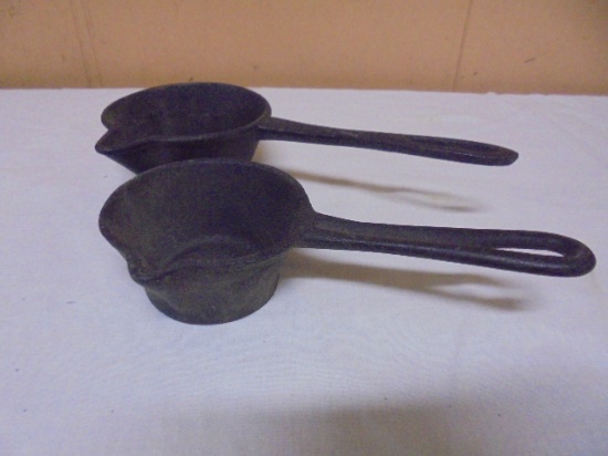 2 Vintage Cast Iron Smelting Ladles