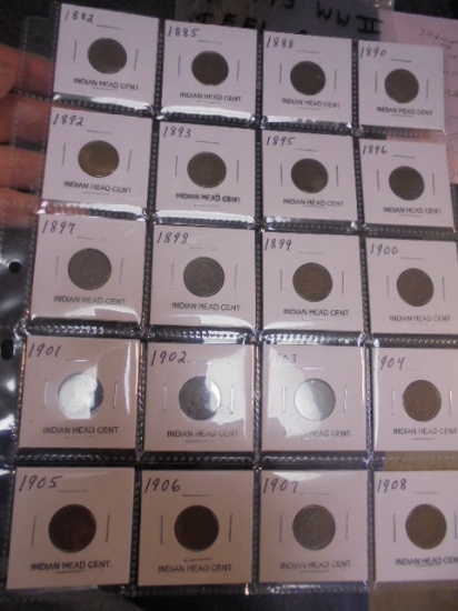 Group of 20 Assorted Date Indian Head Cents