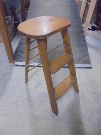 Vintage Solid Wood Oak Step Stool