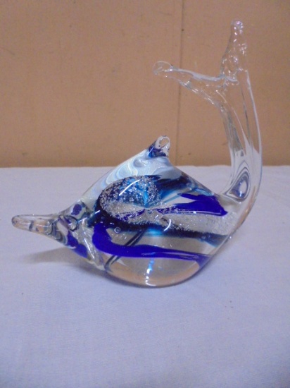 Murano Hand-Blown Art Glass Fish Paperweight