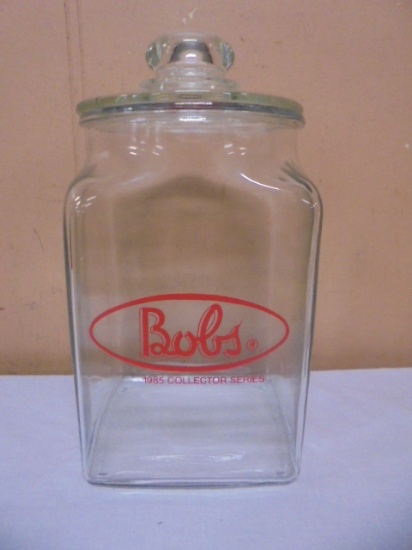Large Glass Bobs Jar w/ Lid