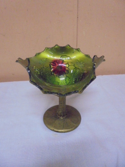 Vintage Indiana Glass "Goofus Glass" Pedistal Bowl