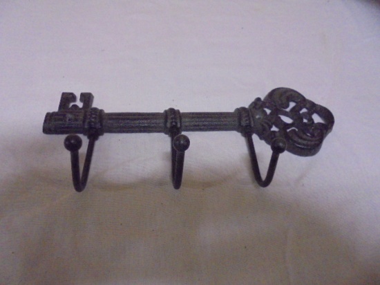 Cast Iron Key 3 Hook Wall Hanger