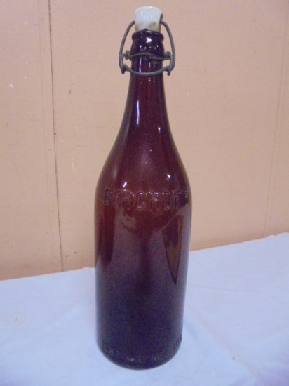 Antique Brown Glass Berghoff Ft. Wayne, Ind Beer Bottle