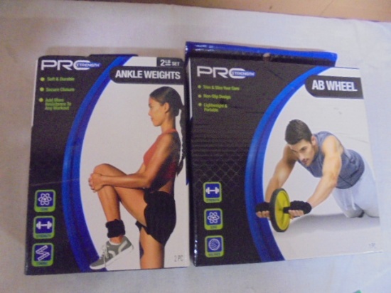 Pro Strength 2lb Ankle Weights Set & Ab Wheel