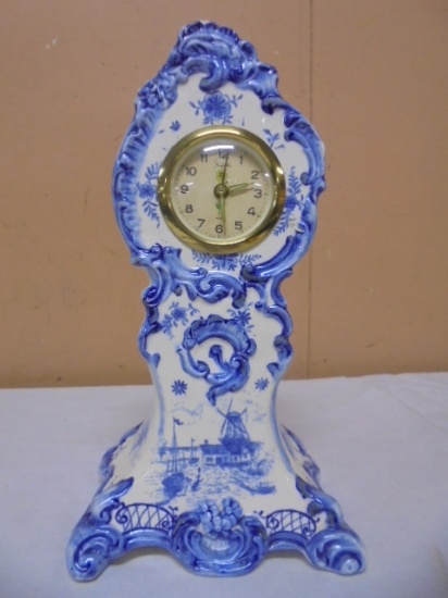 Vintage Porcelain Clock w/ Dutch Windmill