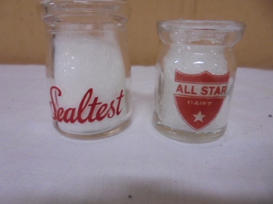 Vintage Sealtest & All Star Dairy Glass Individual Cream Bottles