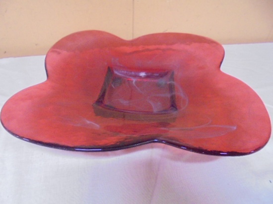 Beautiful Ruby Swirl Art Glass Bowl