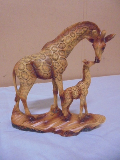 Beautiful Mama Giraffe & Calf Statue