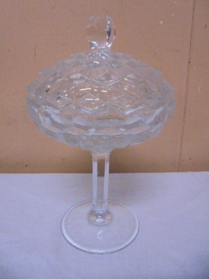 Vintage Fostoria American Cubist Glass Compote