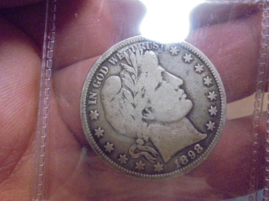 1898 Silver Barber Half Dollar
