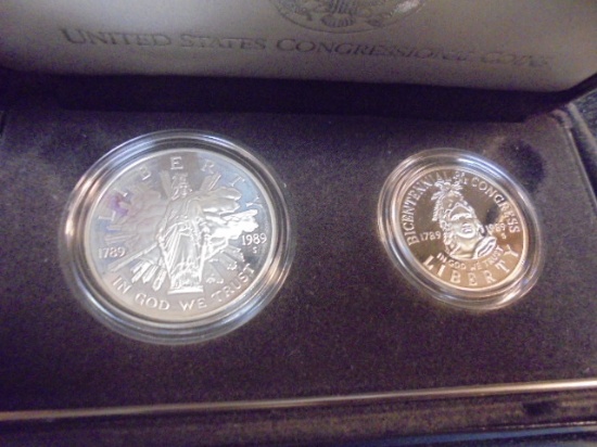 1989 Proclaiming The Triumph of Democracy Two Coin Proof Set