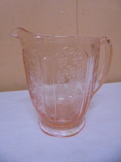Jeanette Glass Pink Depression Cherry Blossom Pitcher