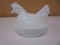 Vintage Milk Glass Hen On Nest