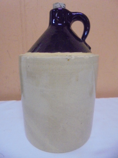 Vintage Brown Over White Crock Jug