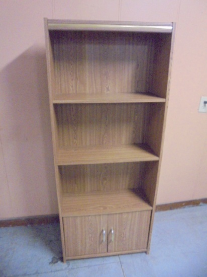 Wooden Bookcase w/ Double Doors on Bottom