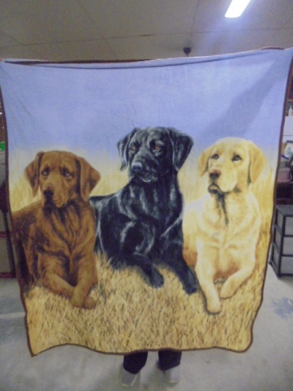 Like New Plush Fleece Throw w/ Labs