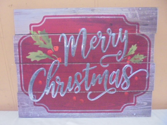 Wood & Galvinized Metal Merry Christmas Wall Art