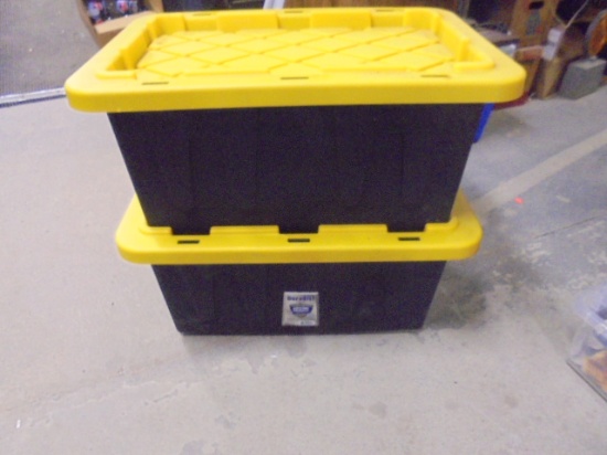 2 Mathing Dura Built 15 Gallon Heavy Duty Storage Totes w/ Lids