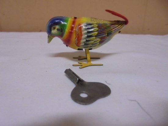 Vintage Tin Litho Metal Wind-Up Bird