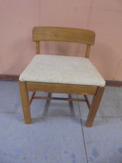Vintage Solid Wood Upholstered Seat Bench