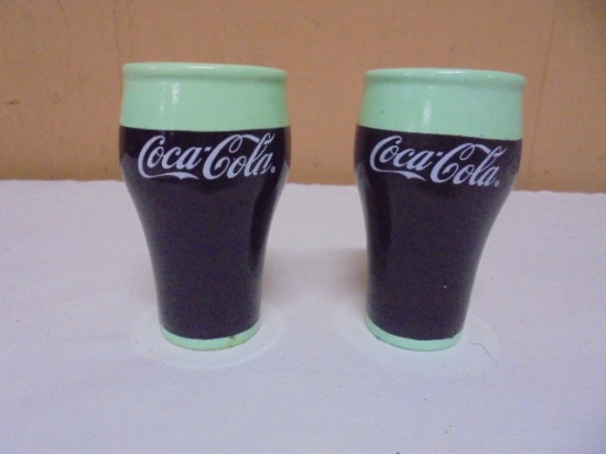 Set of Ceramic Coca-Cola Glasses & Salt & Pepper Shakers