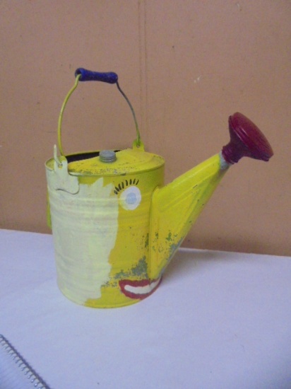 Vintage Painted Galvinized Metal Watering Can