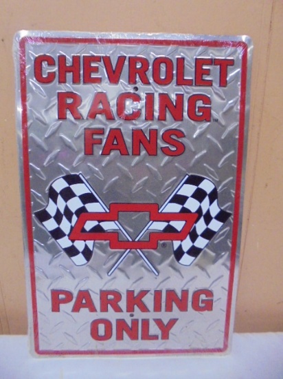 Diamond Plate Chevrolet Race Fans Parking Sign
