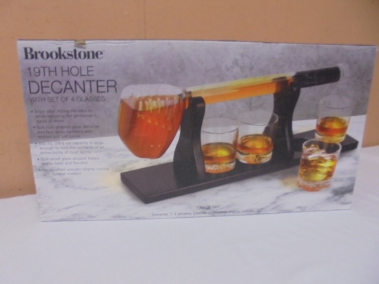 Brookstone 19th Hole Decanter w/ 4 Glasses