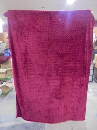 Like New Burgundy Plush Fleece Throw