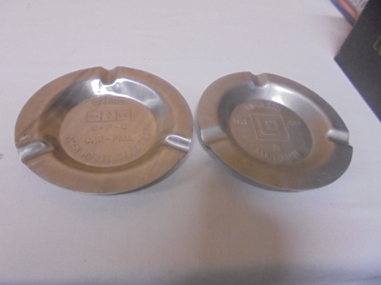 2 Vintage Metal GM Advertisement Ashtrays