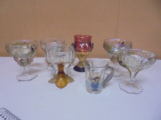 Group of 7 Antique 1909-1910-1911 Souvenir Shriner Goblets